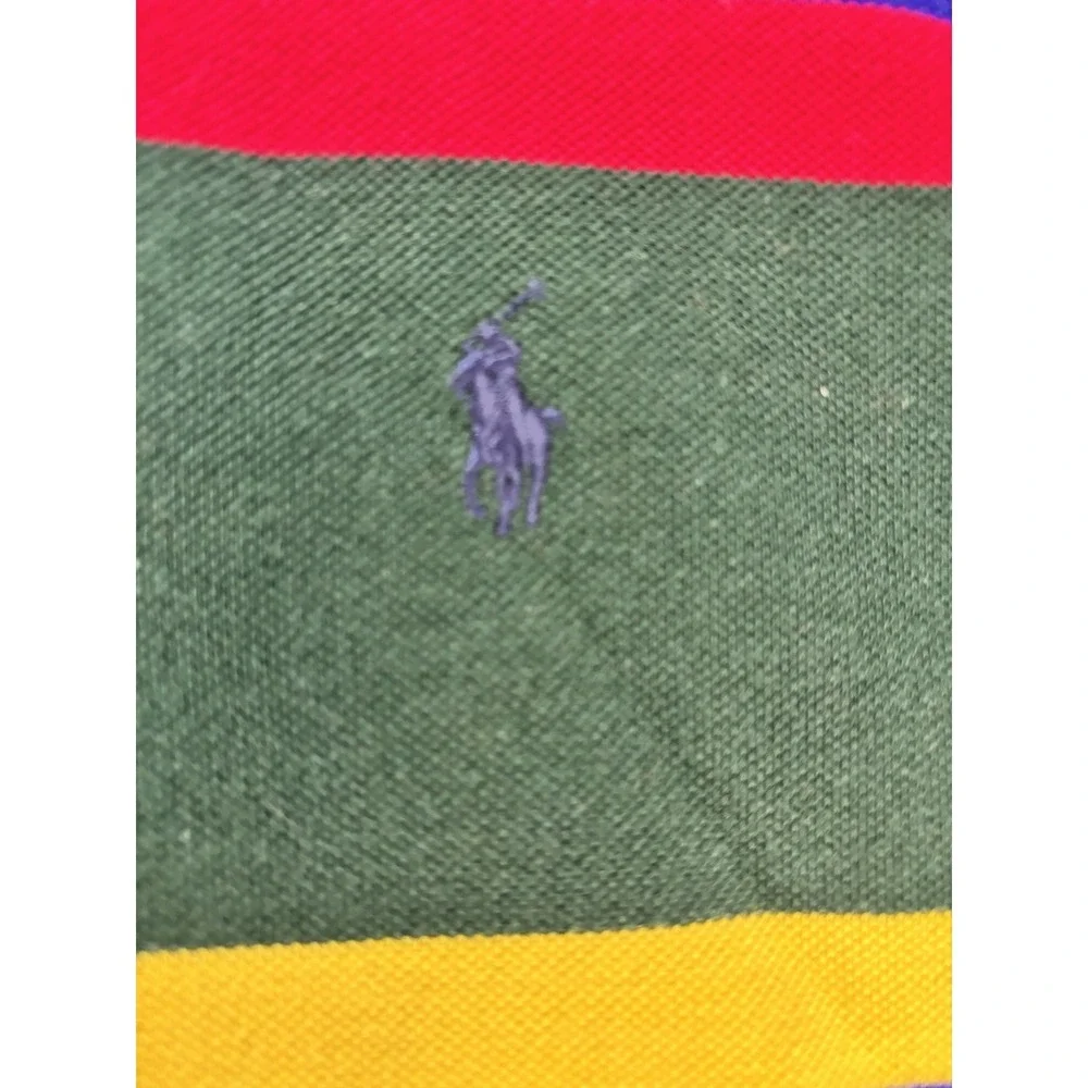 Polo Ralph Lauren Multi Striped 100% Cotton Mesh Polo Shirt Men's XL
